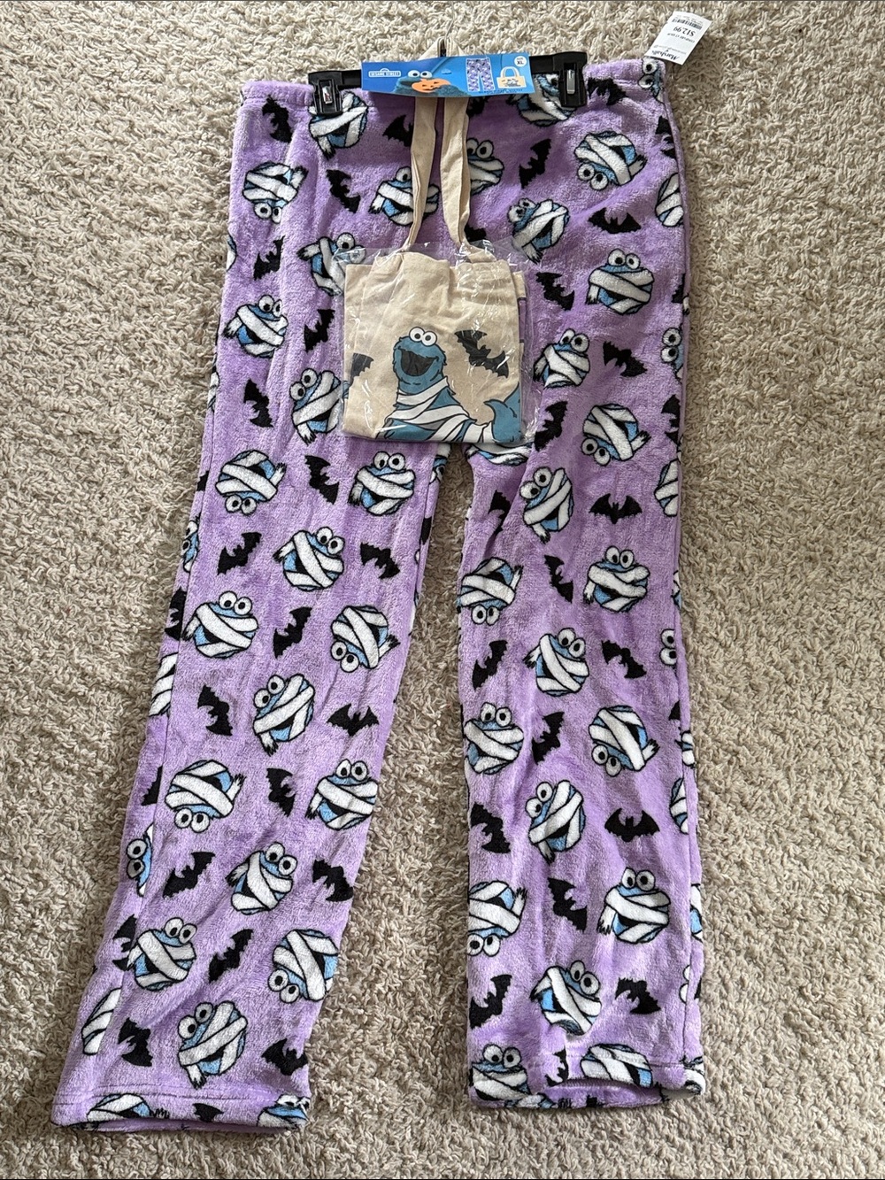 Sesame Street Purple Cookie Monster Mummy Print Pajama Pants